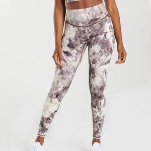 Gymshark Elevate Leggings in Cement Brown Spray Dye Marble XL